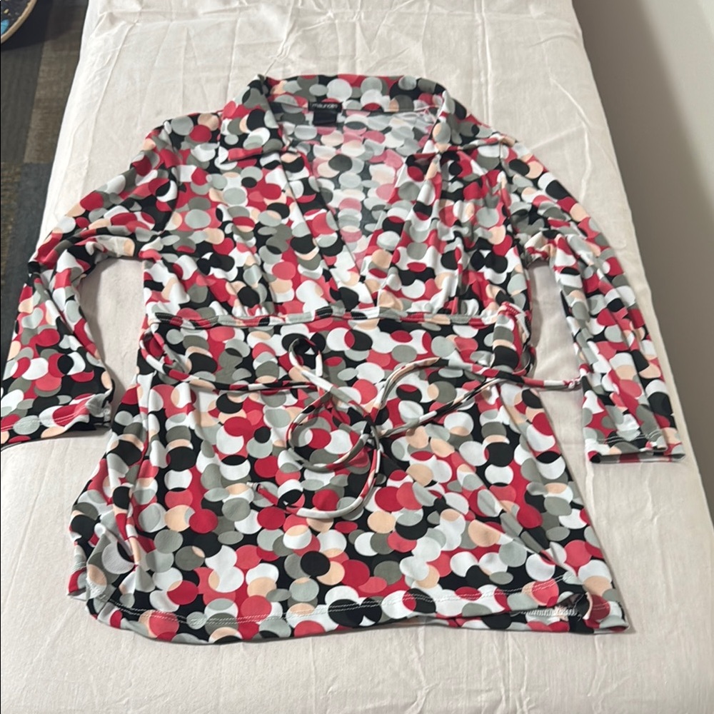 Maurice’s Polka Dot Wrap Top M